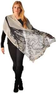Cashmere Boutique 100% Pure Cashmere Shawl Women - Knitted, Soft, Luxury Lightweight, Tree Print Shawl - 22" x 76"