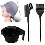 AKADO Silicone Highlight Cap, Hair Dye Cap Reusable Hair Coloring Spa Cap with Tipping Hook & Plastic Hair Coloring Dyeing Kit Brush With Bowl Kit for Saloon, Multi.