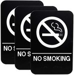 Excello Global Products Plastic Sign: Easy to Mount with Braille (ADA Compliant), Great for Business - 6"x9", No Smoking - Pack of 3