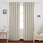 Deconovo Back Tab and Rod Pocket Solid Thermal Insulated Blackout Curtain and Drapes for Nursery Room 52W x 95L Inch Set of 2 Panels Light Beige