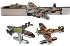 B4B WW2 Spitfire Lancaster & Hurricane RAF Pilot Aircraft Cufflinks & Tie Clip Set