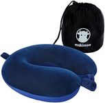 Makimoo Travel Neck Pillow, Top Memory Foam Pillow for Head Support, Ideal for Airplanes, Cars, and Home Recliners, Adjustable and Soft (Blue)