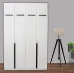 Hexagon-Redefining Lifestyles Engineered Wood Hexagon Furnitures 4 Door Wardrobe Frosty White With Loft And Lockerfor Bedroom /4 Door Wardrobe With Drawer And Multiple Shelves For Storage