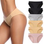 Women's Underwear, High Waist Cotton Breathable Full Coverage Panties Brief Multipack Regular and Plus Size (Cotton Bikini A, m)