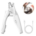 Pet Nail Clipper with LED Light for Dogs & Cats, Rechargeable Nails & Claws Trimmer Grooming, Safe Professional Trimming Tool with Nail Trapper & Free Nail File, Quick-Sensor Razor Sharp Blades