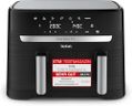 Tefal Dual Easy Fry Heißluftfritteuse, 8,3 L Air Fryer, zwei spülmaschinenfeste Körbe, 7-in-1, 6-8 Portionen, 15 Jahre Reparierbarkeit, energiesparend, schwarz, EY9018