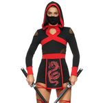 Spooktacular Creations Women Ninja Costume, with Hooded Romper and Ninja Mask for Adult Halloween Dress Up Party Cosplay-M