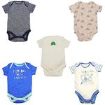 Little Peaches Pure Cotton Rompers for New Born, Baby Onesies, Rompers for Baby Boy, Half Sleeves (0-3 Months, Pack of Any 5)