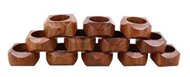 Ajuny Set of 12 Wooden Handmade Decorative Napkin Rings Gifts for Dinner Table Decor 1.5 inch