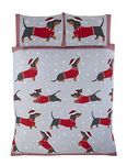 Rapport Home Dachshund Duvet Cover Set, Polycotton, Red, Single