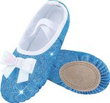 WYHDY Ballet Shoes Split-Sole Glitter Flats Dance Shoes for Girls Toddler/Kid, Shiny-blue, 11.5 Little Kid