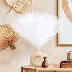 Der Rose 6 pcs Faux Pampas Grass Decor 17.7" Artificial Pompas Grass Floral Fluffy Fake Plants for Home Boho Fall Decor (White)