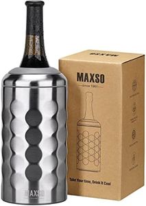 MAXSO Wine Chiller Bucket, Portable 750 ml Champagne & Wine Bottle Cooler Keep Wine & Beverages Cold, Stainless Steel Vacuum Insulated Wine Gifts for Wine Lovers - Silver