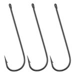 Alwonder 100 Pack Aberdeen Hooks Inline Hooks Long Shank Hooks Light Wire Fishing Hooks High Carbon Steel Freshwater Fishing Tackle for Trout Bass Catfish Crappie Wacky Drop Shot Hooks #8