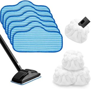 LOVECO Steam Cleaner Pads Compatible with Dupray Neat Steam Cleaner, Reusable & Washable Steam Mop Pads for Multi-Surface Cleaning (6 Pack Microfiber Pads + 3 Pack Small Microfiber Bonnet)