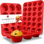 Walfos Silicone Muffin Pan Set of 3 - BPA Free Cupcake Pans, Including Mini 24 Cups Muffin Tin, Regular 12 Cups Muffin Tray & 6 Cups Jumbo Muffin Pan, Easy to Pop Out - Dishwasher Safe