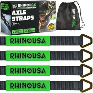 Rhino USA Axle Tie Down Straps - Lab Tested 11,128lb. Break Strength - Heavy Duty Protective Sleeves & D Rings to Ensure Peace of Mind - Used for Car Engine Hoist, Truck, Trailer, UTV (4-Pack Set)