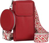 MOCA Womens Small Crossbody Bag for Mobile Cell Phone Holder Pocket Purse Wallet with Sling Adjustable Strap Shoulder Belt with Card Slots and Mini Coin Purse (Wine Red)