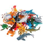 Nabance Sea Animal Figures Animal Toys 38PCS Mini Sea Animal Toys Set Realistic Animal Sea Life Figures Toy Educational Animal Learning Toys Bath Toys for Child