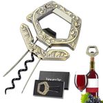 LUCYLANKER Ah So Wine Opener for Vintage Bottles, 3 in 1 Old Wine Bottle Opener, Two Prong Wine Cork Remover with Beer Bottle Opener, for Wine Connoisseurs & Collectors to Uncork (Bronze)