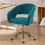 Wahson Home Office Chair Comfortable Computer Desk Chair Swivel Task Chair with Golden Base, Vanity Chair for Teens Adults Bedroom, Teal