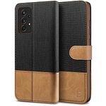 BEZ Samsung A52S Phone Case, Samsung A52S 5G Case Compatible with Samsung Galaxy A52 / A52S, Flip Wallet Cover [Canvas Faux Leather] with Credit Card Holders, Kick Stand, Magnetic Closure, Black