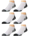 'Reebok Mens' Breathable No-Show Low Cut Basic Cushion Socks (6 Pack) (White-Grey 2, Shoe Size: 6-12.5)'