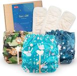 Reusable Cloth Diapers with Wetness Indicator, Swim Diaper, 3 Waterproof Skin Friendly Covers＆Insert One Size Adjustable Washable Diapers for Newborns, Baby (11-33 pounds, 0-3 Years, Zootopia)