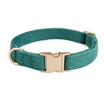 YUDOTE Ultra-soft Dog Collar Natural Cotton Corduroy Made for Small Dogs with Sensitive Skin,Bottle Green