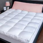 Marine Moon Mattress Topper King, Cooling Plush Pillow Top, Extra Thick Hotel Quality Down Alternative Filled, Softest Fluffy Mattress Toppers for Back Pain