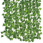 ZUGJAM Artificial Vines Ivy Fake Leaves Greenery Garland for Decor 12 Pack 83Ft Green