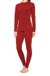 Nautica Women's Long Sleeve Thermal Underwear Base Layer Set (Red, Large)