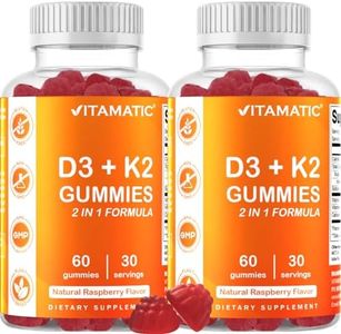 2 Pack - Vitamatic Vitamin D3 K2 Gummies - 60 Count - Supports Healthy Bone, Heart & Calcium Absorption, & Immune Health - Plant Based, Non-GMO, Gluten Free