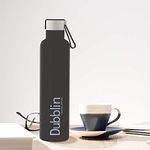 Dubblin Boom Premium Stainless Steel Double Wall Vacuum Insulated BPA Free Water Bottle, Sports Thermos Flask Keeps Hot 12 Hours, Cold 24 Hours (Black,900 ML)