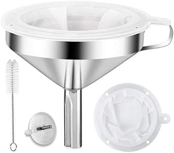 Kitchen Funnel for Filling Bottles, 304 Stainless Steel Food Funnels with Strainer and 200 Mesh Filter, Metal Funnel Set for Transferring Canning Oil Coffee