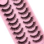 Clear Band Eyelashes Russian Volume Fluffy Strip Lashes 10 Pairs Manga Lashes Natural looking Wispy C/D Curly False Eyelashes look like extensions (AG-561)