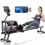 YOSUDA Water Rowing Machines with Bluetooth-Water Rowers 350LBS Weight Capacity for Home Use with Smooth Aluminum Dual Slide Rail & Rowing-Dedicated Monitor