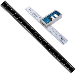 PEC Tools Precision Double Square 6” + 12" Rigid Mechanic's Ruler, Made in USA