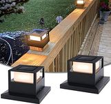 Viewsun Solar Post Lights, 2 Pack Outdoor Garden Solar Powered Fence Post Cap Lights with SMD LEDs Waterproof Light Decorative for Fence Deck or Patio Decor, Fits 4x4, 5x5 or 6x6 Wooden Posts