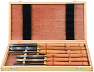 6 Piece HSS Wood Turning Tool Set Woodworking Tools Lathe Set Chisel Set Quality Wood Make Beech Handles & Case for The Beginner to Intermediate Wood Turn