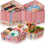 Ziliny 36 Pcs Carnival Party Paper Food Trays 5 lb Circus Snack Serving Trays Carnival Theme Party Supplies Circus Party Decorations BBQ Popcorn Hot Dog Boats for Halloween Birthday Carnival Party