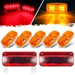 Partsam RV Camper Trailer Tail Light Kit, 5Pcs Amber Double Bullseye LED Side Marker Clearance Lights + 2Pcs Red LED Stop Turn Brake Tail Lights with License Light