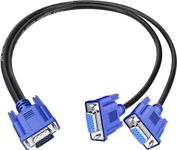 PASOW VGA Splitter Cable 1080P Dual VGA Monitor Y Cable 1 Male to 2 Female Adapter Cable Only for Screen Duplication - 1.5 Feet (No Screen Extension) - Only Work for Identical Monitor