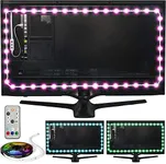 Power Practical LED Lights for TV in Living Room or Bedroom Backlight, USB Powered Strips w/Remote for 15 Ambient Color Bias Lighting Options & 10 Brightness Modes, Size (60"-80" TV)