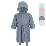 KAKU NANU Bathrobe Kids Towelling Robe Boys Dressing Gown Towel Cotton Bath Robes for Kids Blue 2 3 4 Years Boys' Sleepwear & Robes