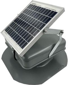 Solar Mega RoofBlaster 2.0 with Gray Vent (Adjustable Solar Panel Mount) | Solar Attic Vent | Solar Roof Vent | Solar Roof Attic Fan | New & Improved Design