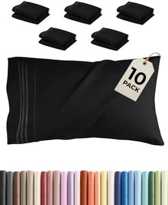 King Pillow Cases Set of 10 - Ultra Soft Hotel Quality Pillowcase Covers - Comfy & Wrinkle Free - Shrink, Stain and Fade Resistant - Easy-Care, Machine Washable Pillow Protectors - 10 Pcs Set - Black