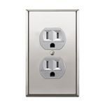 ENERLITES Elite Series Duplex Receptacle with Stainless Steel Metal Wall Plate, Tamper-Resistant Outlet, Commercial Grade, 15A 125V, UL Listed, 61580-TR-SV77PC, Silver with Polished Chrome Wall Plate