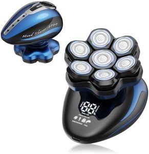Clforczh Head Shavers for Bald Men - 7D Detachable Electric Razor, IPX6 Waterproof Wet Dry Rotary Shavers, LED Display Rechargeable Head Shaving with Fast Charging, Blue
