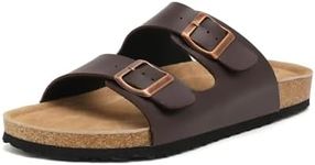 Women and Men Flat Sandals with Cork Footbed, Arch Support Slides Adjustable Slip On Slippers for Summer,Sandales Pour Femmes.